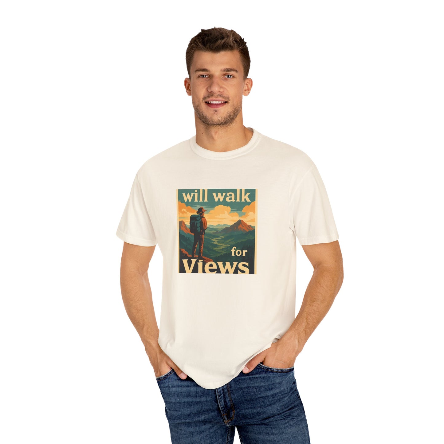 Will Walk for Views T-Shirt | Funny Hiking Shirt for Men & Women | Mountain Lover Tee, Outdoor Adventure Gift
