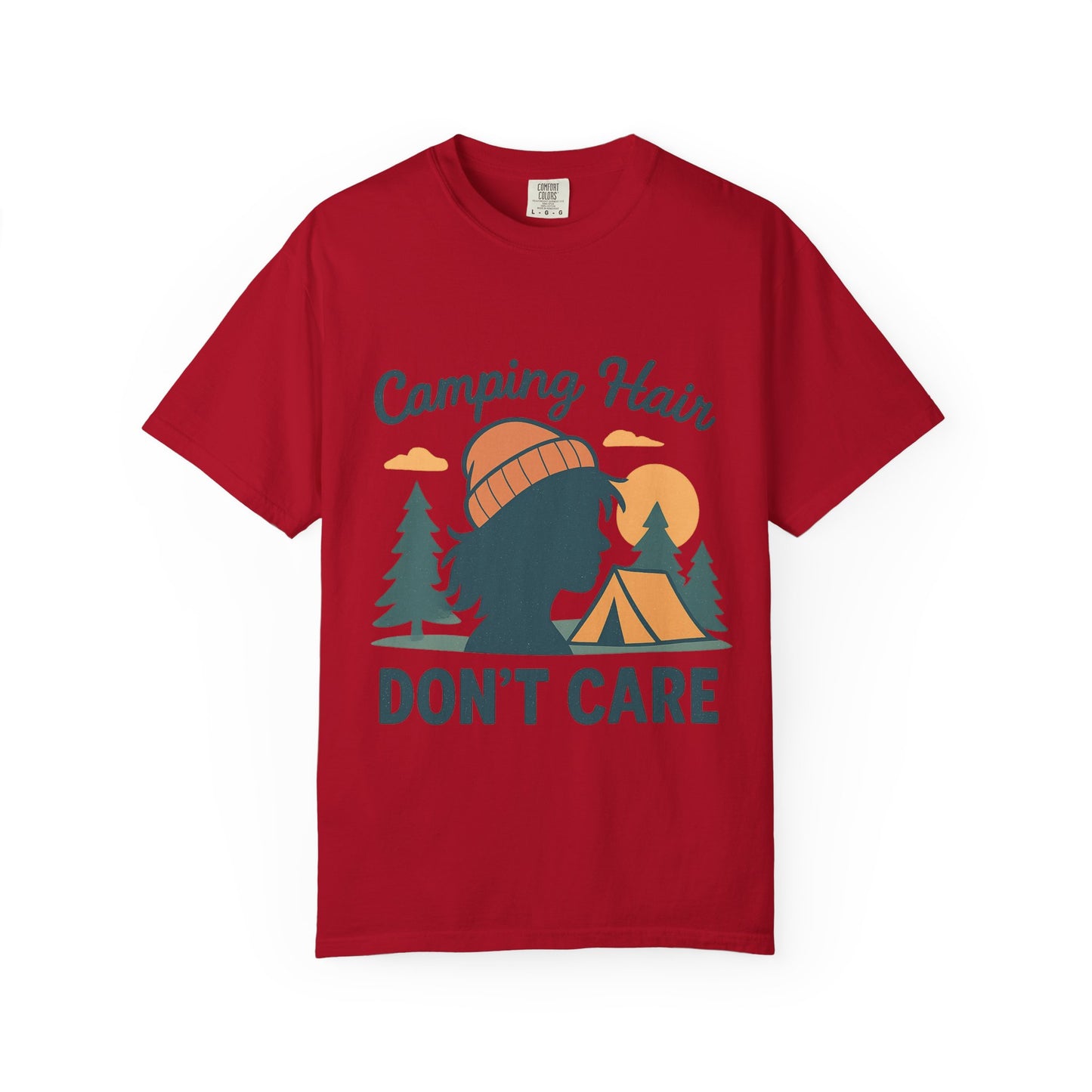 Camping Hair Don’t Care T-Shirt — Outdoor Camping Graphic Tee