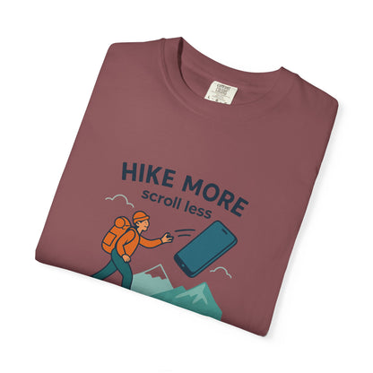 Hike More Scroll Less T-Shirt | Funny Hiking Shirt for Men & Women | Outdoor Adventure Tee, Nature Lover Gift