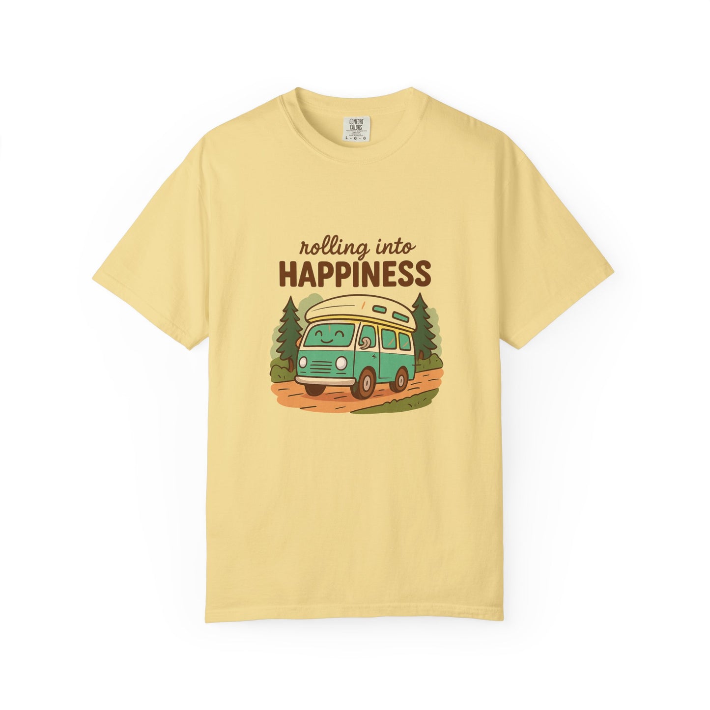 Rolling Into Happiness T-Shirt – Cute Van Life Shirt for Campers, Travelers & Adventure Lovers