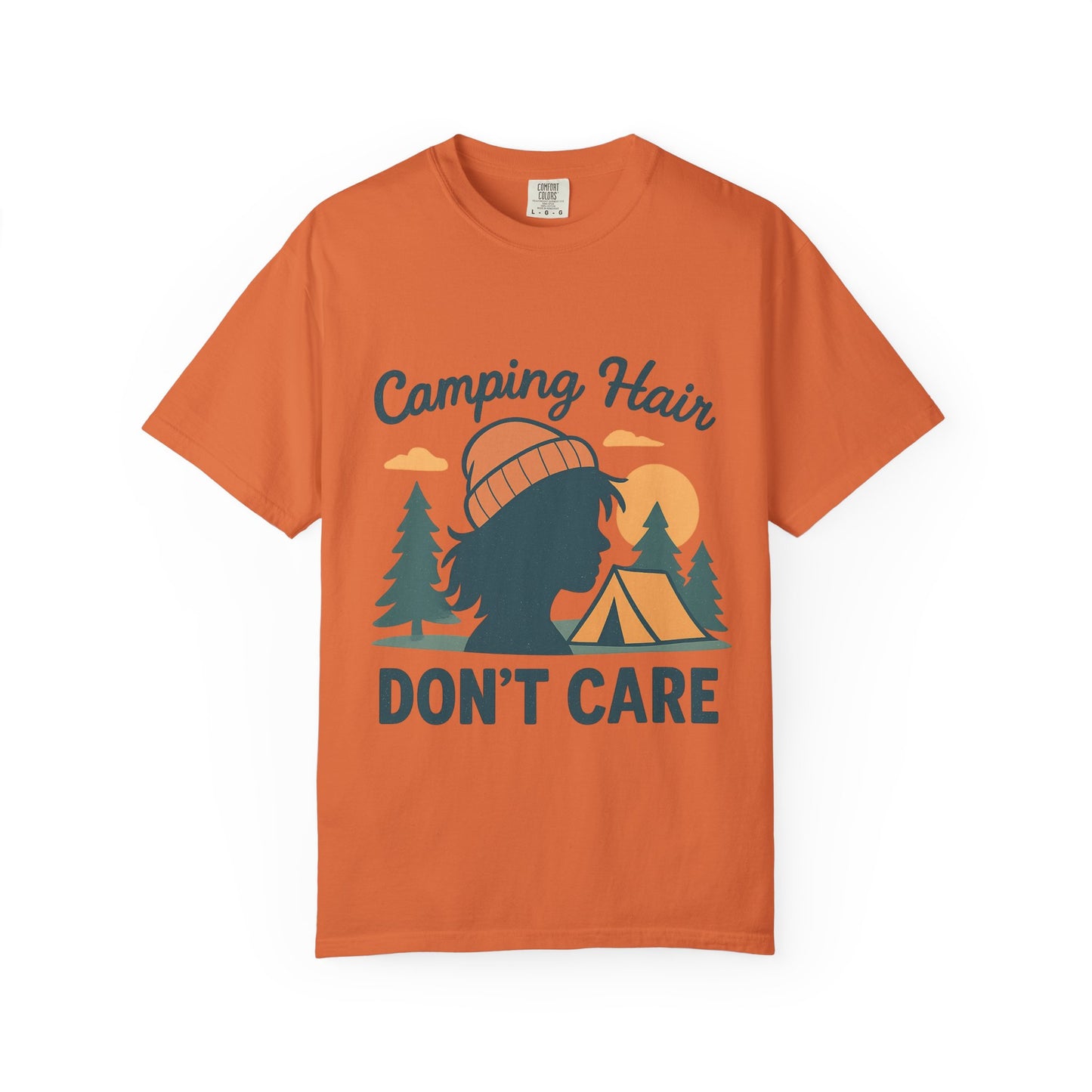 Camping Hair Don’t Care T-Shirt — Outdoor Camping Graphic Tee