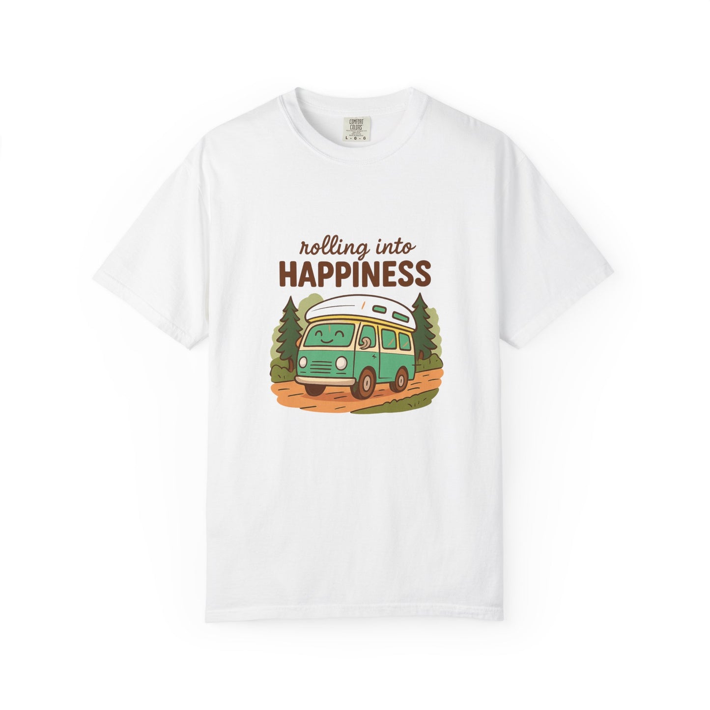 Rolling Into Happiness T-Shirt – Cute Van Life Shirt for Campers, Travelers & Adventure Lovers