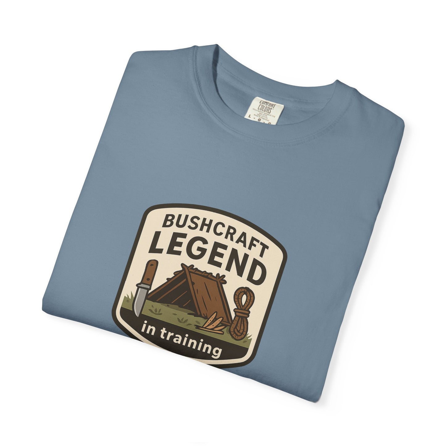 Bushcraft Legend (In Training) T-Shirt – Funny Bushcraft & Survival Shirt for Campers, Outdoorsmen & Wilderness Learners