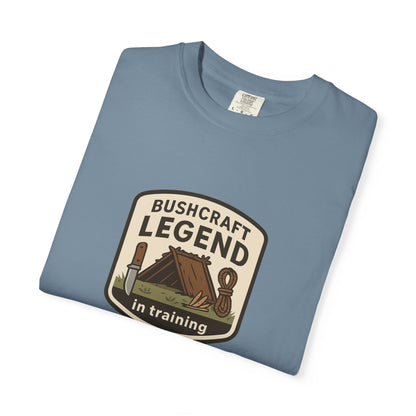 Bushcraft Legend (In Training) T-Shirt – Funny Bushcraft & Survival Shirt for Campers, Outdoorsmen & Wilderness Learners