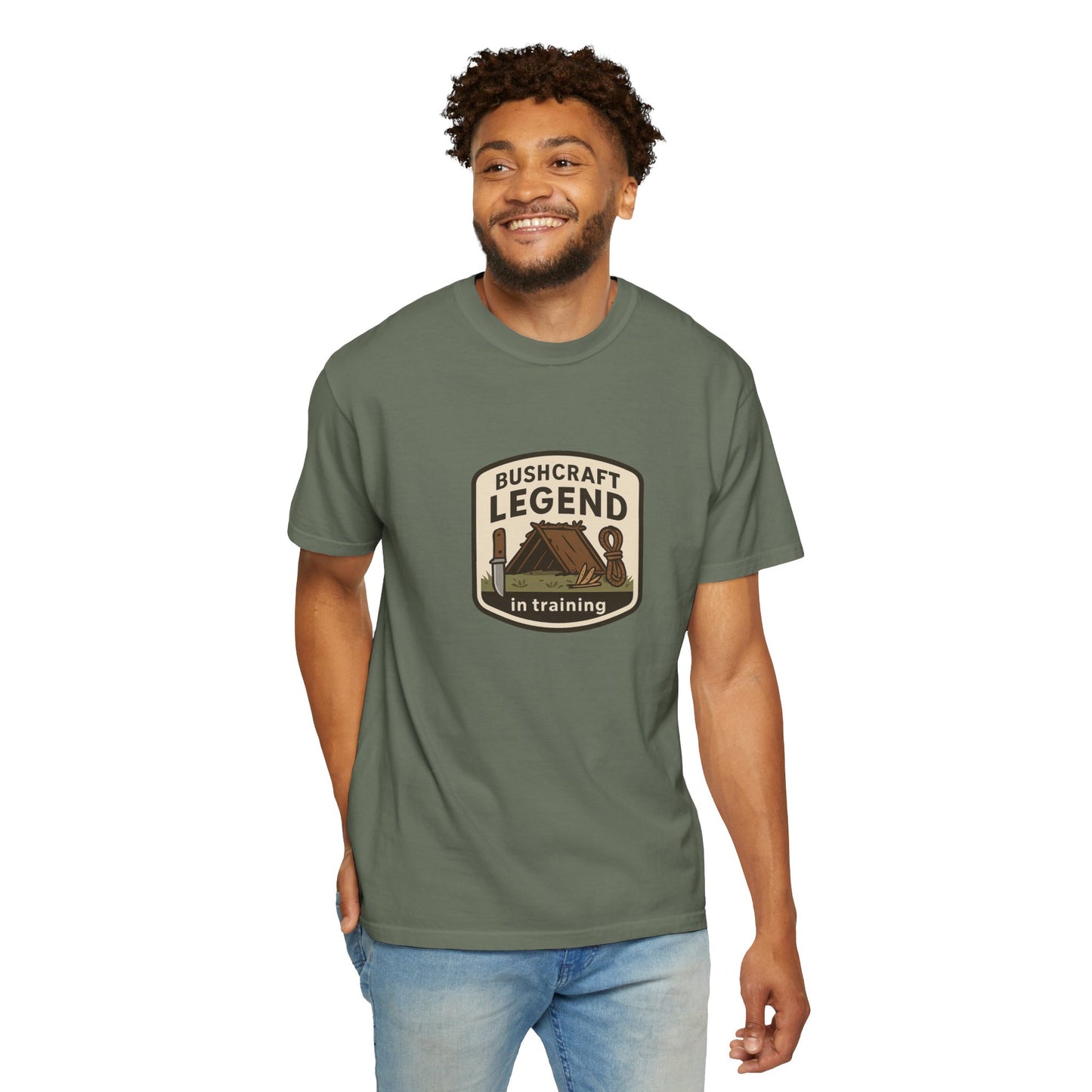 Bushcraft Legend (In Training) T-Shirt – Funny Bushcraft & Survival Shirt for Campers, Outdoorsmen & Wilderness Learners