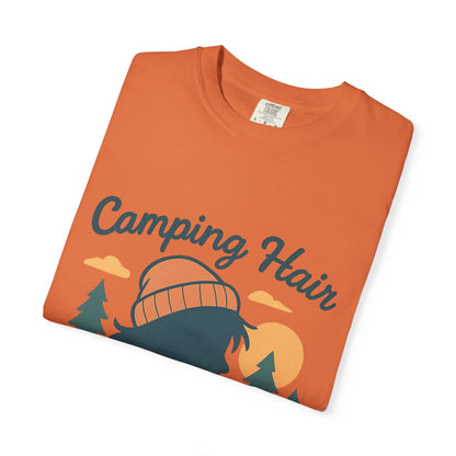 Camping Hair Don’t Care T-Shirt — Outdoor Camping Graphic Tee