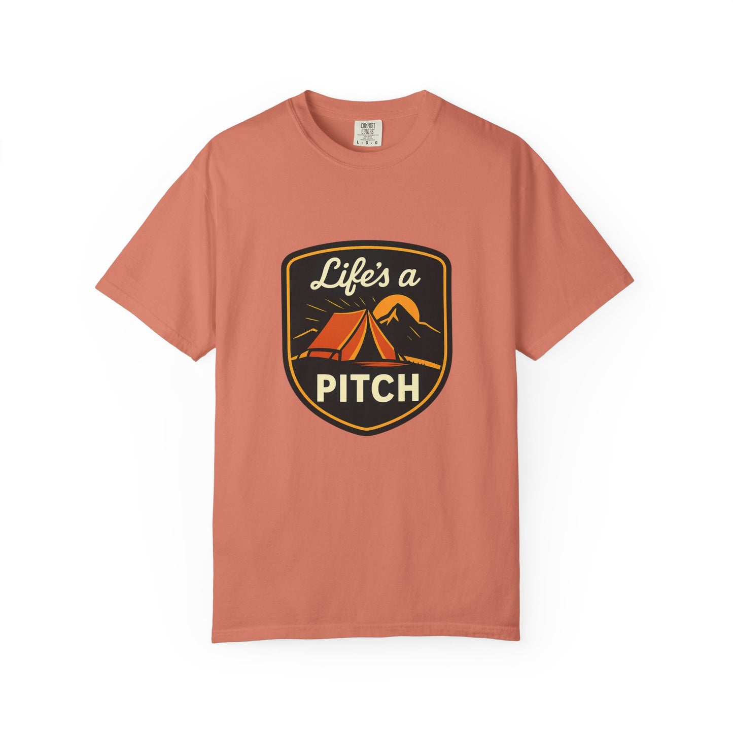 Camping T-Shirt — "Life's a Pitch" Tent & Mountain Outdoor Tee