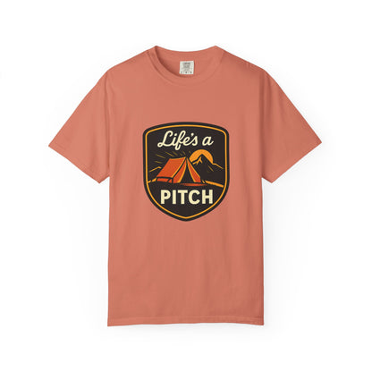 Camping T-Shirt — "Life's a Pitch" Tent & Mountain Outdoor Tee