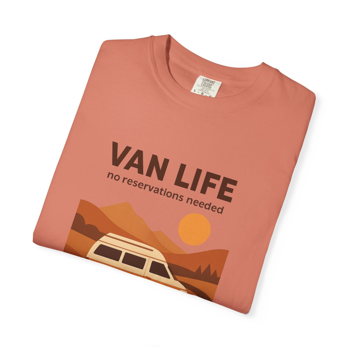 Van Life – No Reservations Needed T-Shirt | Retro Van Life Shirt for Men & Women, Travelers & Adventure Lovers