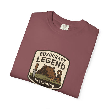 Bushcraft Legend (In Training) T-Shirt – Funny Bushcraft & Survival Shirt for Campers, Outdoorsmen & Wilderness Learners