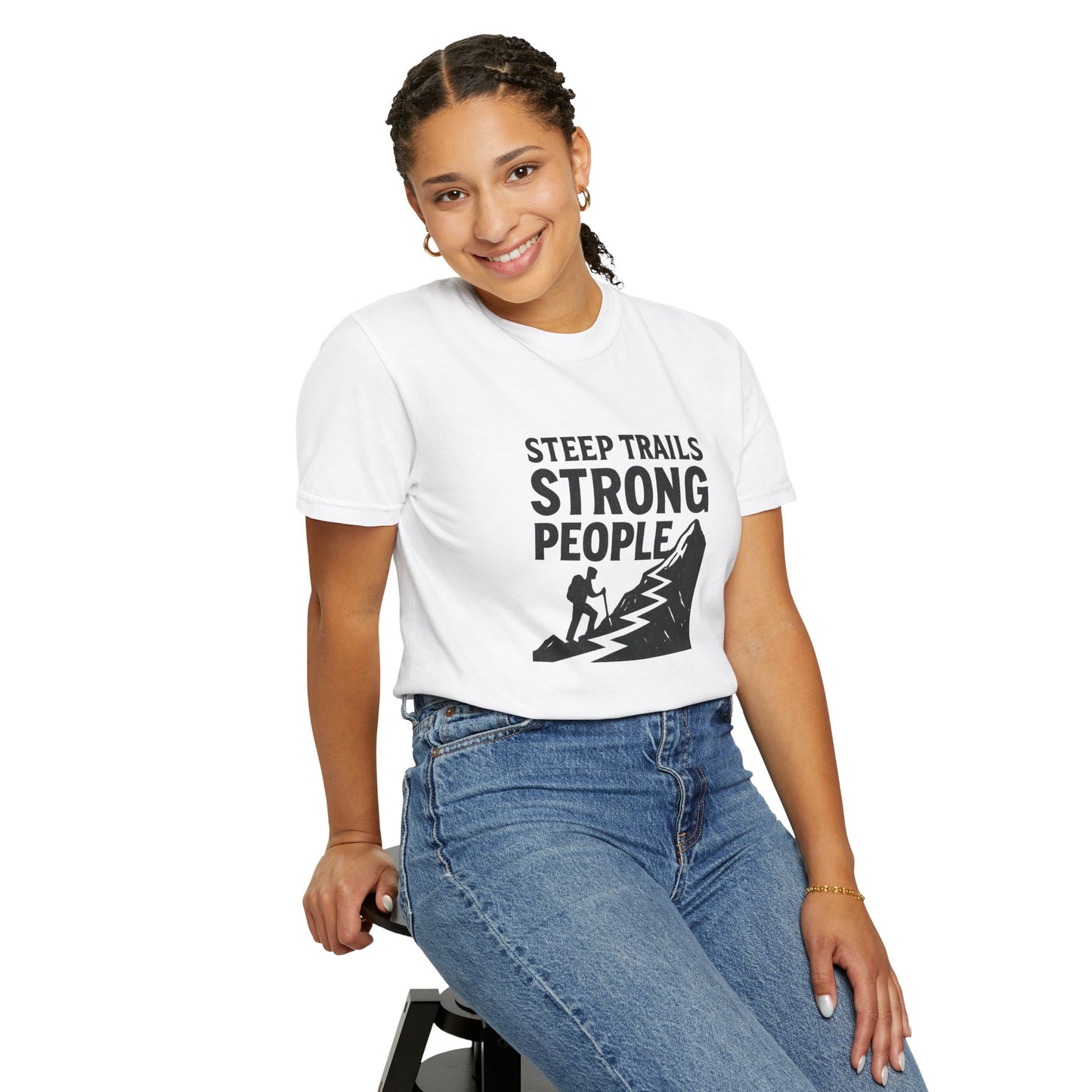 Steep Trails Strong People T-Shirt | Motivational Hiking Shirt for Men & Women | Mountain Climber Tee, Outdoor Fitness Gift
