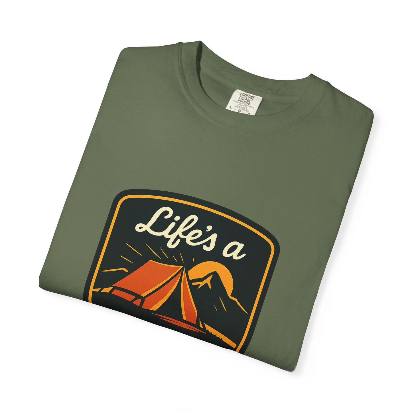Camping T-Shirt — "Life's a Pitch" Tent & Mountain Outdoor Tee