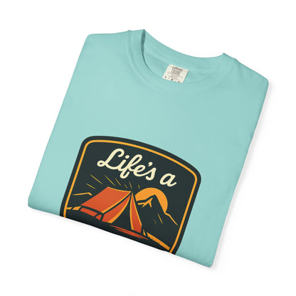 Camping T-Shirt — "Life's a Pitch" Tent & Mountain Outdoor Tee