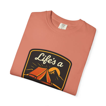 Camping T-Shirt — "Life's a Pitch" Tent & Mountain Outdoor Tee