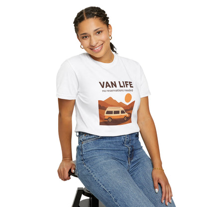 Van Life – No Reservations Needed T-Shirt | Retro Van Life Shirt for Men & Women, Travelers & Adventure Lovers