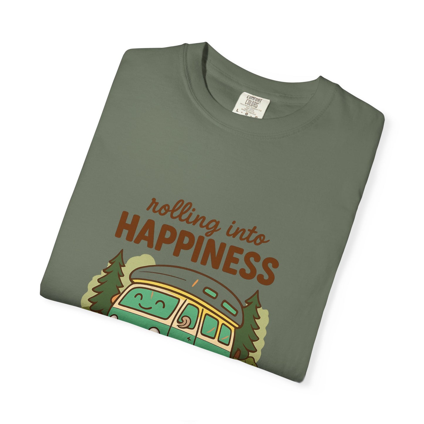 Rolling Into Happiness T-Shirt – Cute Van Life Shirt for Campers, Travelers & Adventure Lovers