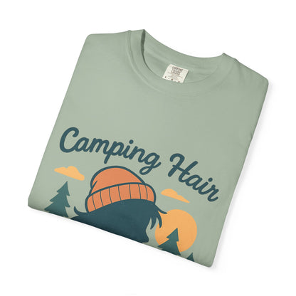 Camping Hair Don’t Care T-Shirt — Outdoor Camping Graphic Tee