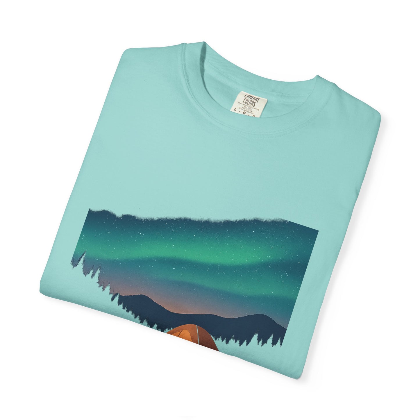 No WiFi Camping T-Shirt — Northern Lights Tent Graphic