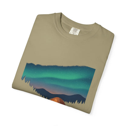 No WiFi Camping T-Shirt — Northern Lights Tent Graphic