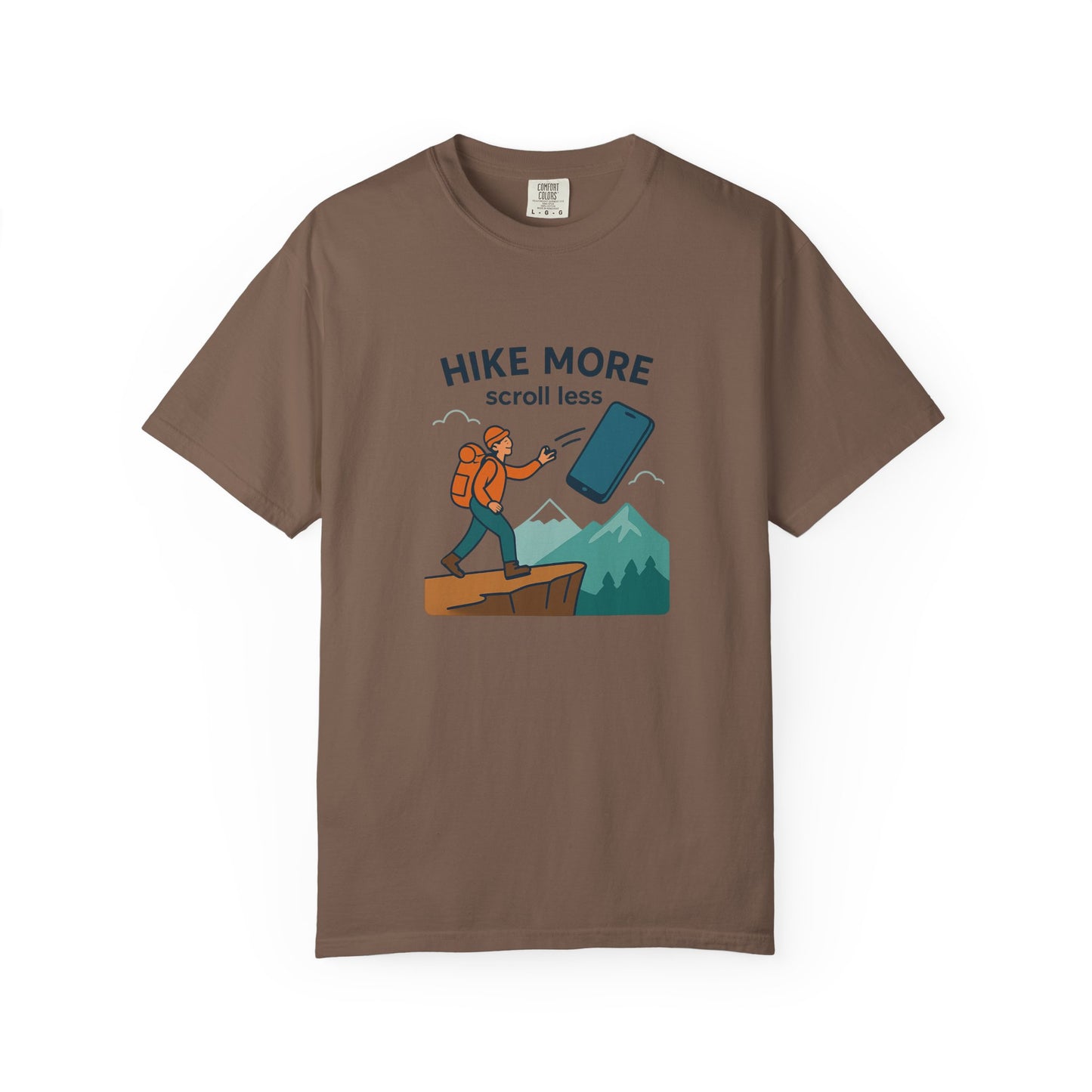 Hike More Scroll Less T-Shirt | Funny Hiking Shirt for Men & Women | Outdoor Adventure Tee, Nature Lover Gift