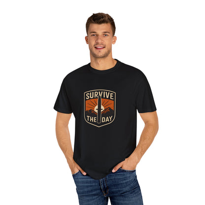 Survive the Day T-Shirt – Funny Survival, Bushcraft & Outdoors Shirt for Men Who Love Adventure
