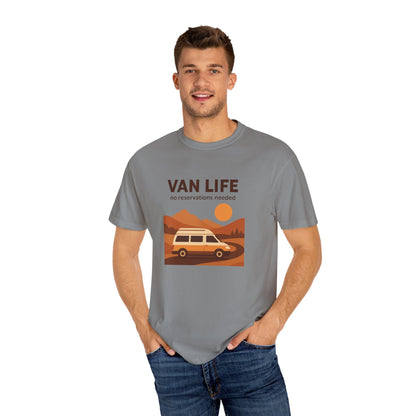 Van Life – No Reservations Needed T-Shirt | Retro Van Life Shirt for Men & Women, Travelers & Adventure Lovers