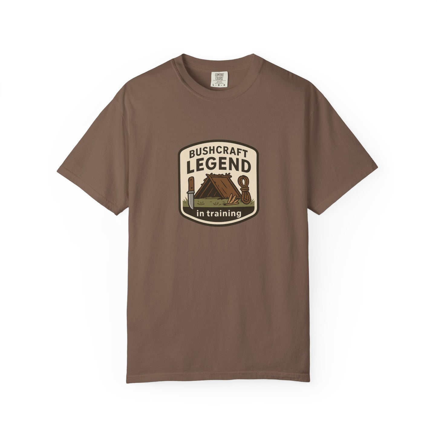 Bushcraft Legend (In Training) T-Shirt – Funny Bushcraft & Survival Shirt for Campers, Outdoorsmen & Wilderness Learners
