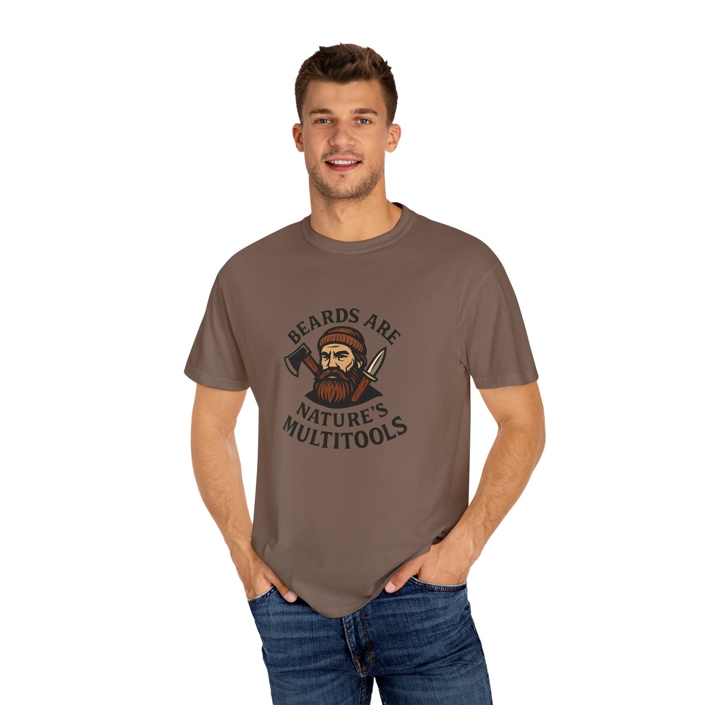 Beards Are Nature’s Multitools T-Shirt – Funny Beard Shirt for Men | Outdoors, Camping, Lumberjack & Bushcraft Style