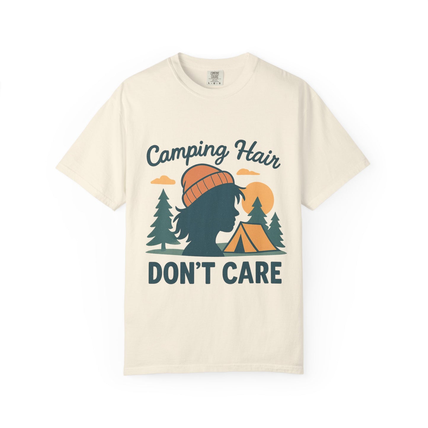 Camping Hair Don’t Care T-Shirt — Outdoor Camping Graphic Tee