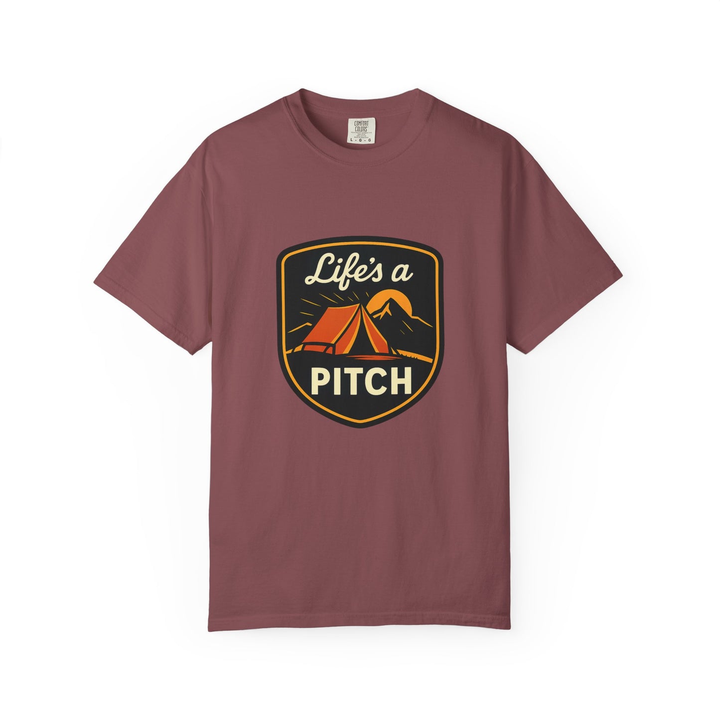 Camping T-Shirt — "Life's a Pitch" Tent & Mountain Outdoor Tee
