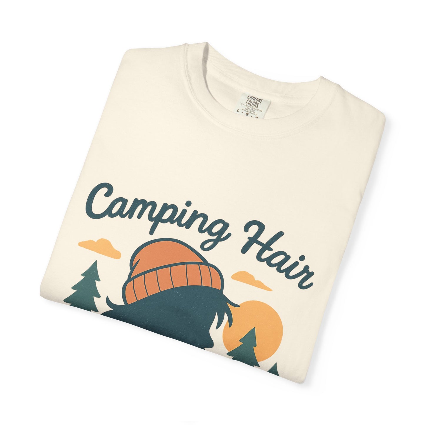 Camping Hair Don’t Care T-Shirt — Outdoor Camping Graphic Tee