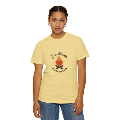 Fire Starter, Heart Breaker T-Shirt – Cute Camping Shirt for Women | Outdoorsy, Sassy & Adventure-Ready
