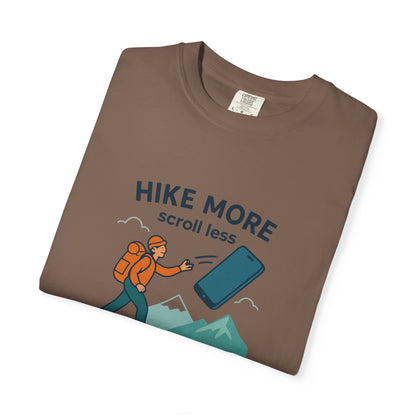 Hike More Scroll Less T-Shirt | Funny Hiking Shirt for Men & Women | Outdoor Adventure Tee, Nature Lover Gift
