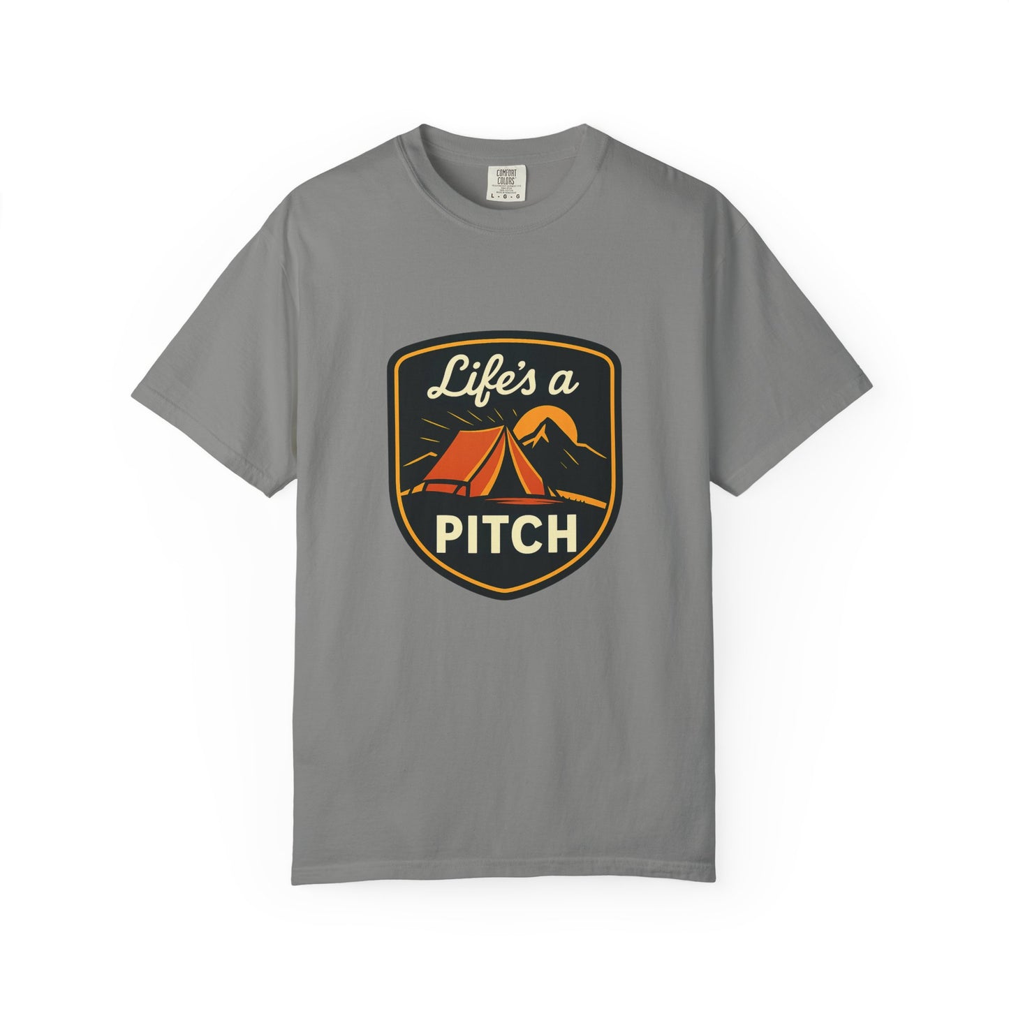 Camping T-Shirt — "Life's a Pitch" Tent & Mountain Outdoor Tee