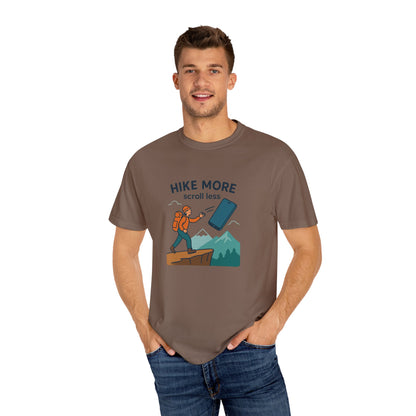 Hike More Scroll Less T-Shirt | Funny Hiking Shirt for Men & Women | Outdoor Adventure Tee, Nature Lover Gift