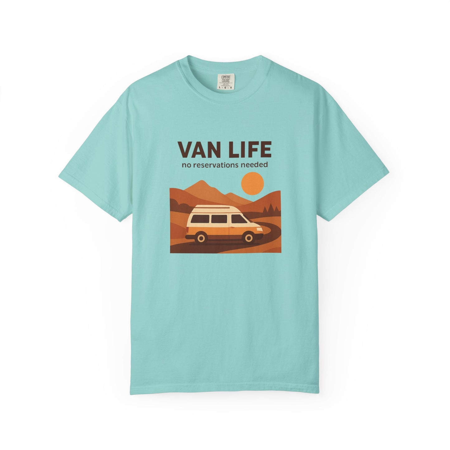 Van Life – No Reservations Needed T-Shirt | Retro Van Life Shirt for Men & Women, Travelers & Adventure Lovers