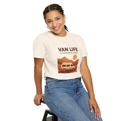 Van Life – No Reservations Needed T-Shirt | Retro Van Life Shirt for Men & Women, Travelers & Adventure Lovers