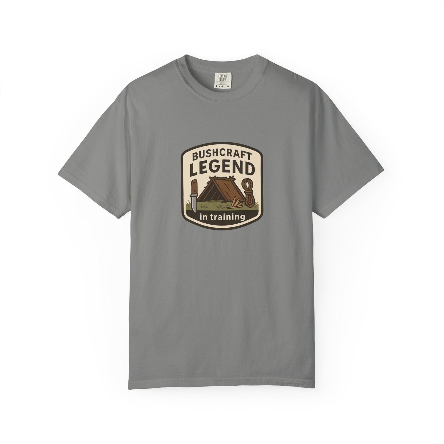 Bushcraft Legend (In Training) T-Shirt – Funny Bushcraft & Survival Shirt for Campers, Outdoorsmen & Wilderness Learners