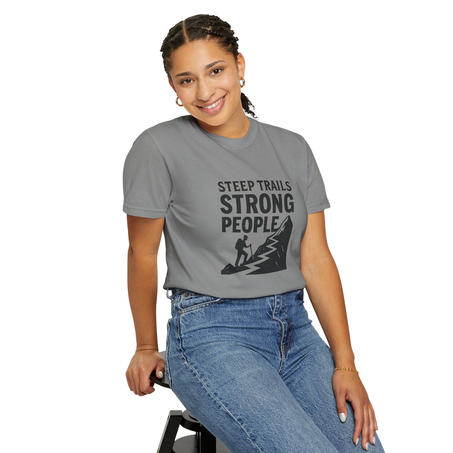 Steep Trails Strong People T-Shirt | Motivational Hiking Shirt for Men & Women | Mountain Climber Tee, Outdoor Fitness Gift
