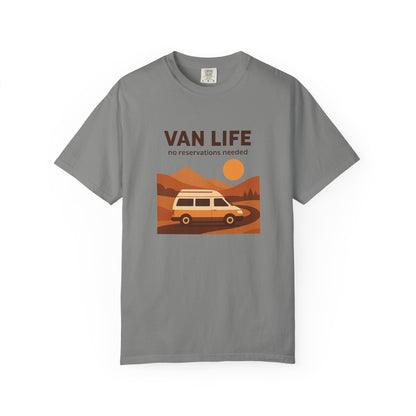 Van Life – No Reservations Needed T-Shirt | Retro Van Life Shirt for Men & Women, Travelers & Adventure Lovers