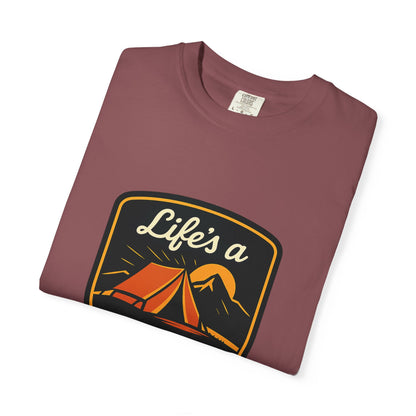Camping T-Shirt — "Life's a Pitch" Tent & Mountain Outdoor Tee