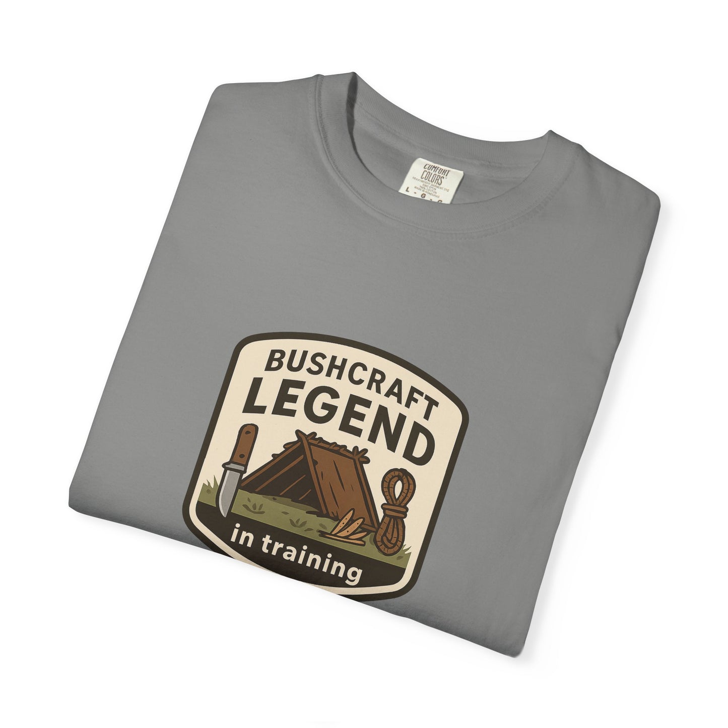 Bushcraft Legend (In Training) T-Shirt – Funny Bushcraft & Survival Shirt for Campers, Outdoorsmen & Wilderness Learners