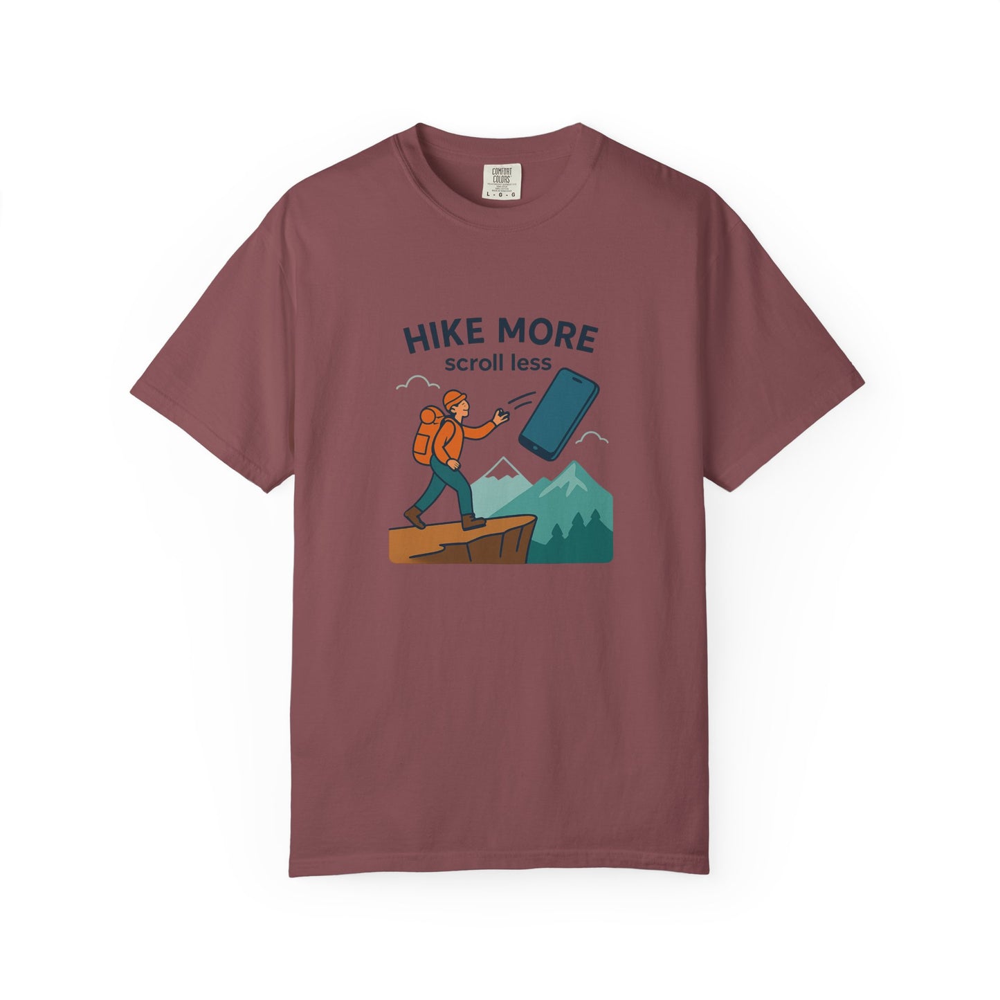 Hike More Scroll Less T-Shirt | Funny Hiking Shirt for Men & Women | Outdoor Adventure Tee, Nature Lover Gift