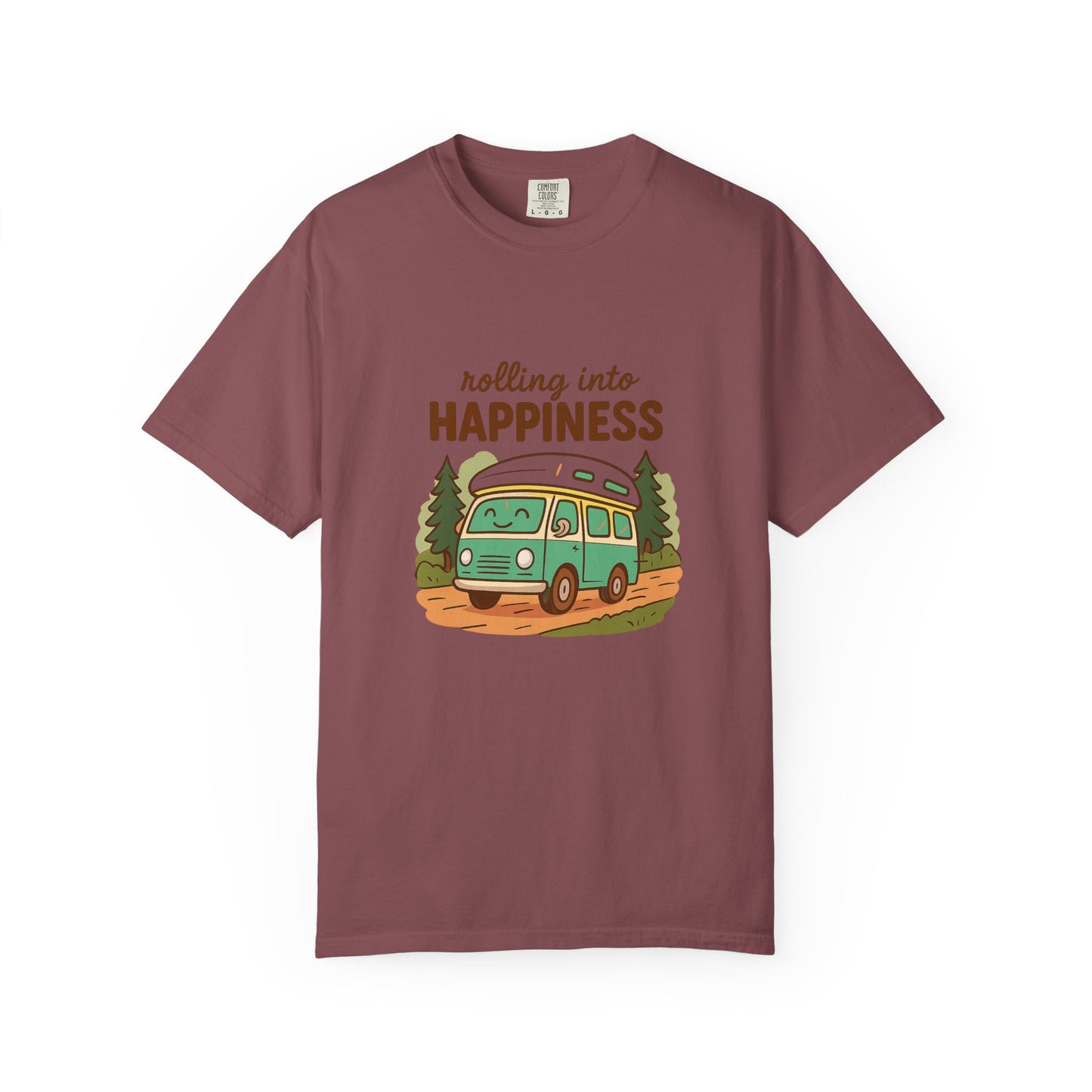 Rolling Into Happiness T-Shirt – Cute Van Life Shirt for Campers, Travelers & Adventure Lovers