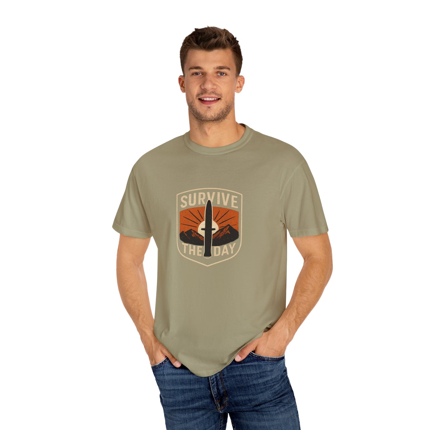 Survive the Day T-Shirt – Funny Survival, Bushcraft & Outdoors Shirt for Men Who Love Adventure