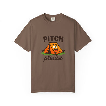 Camping T‑Shirt — "Pitch Please" Cute Tent Graphic Tee for Campers & Outdoor Lovers