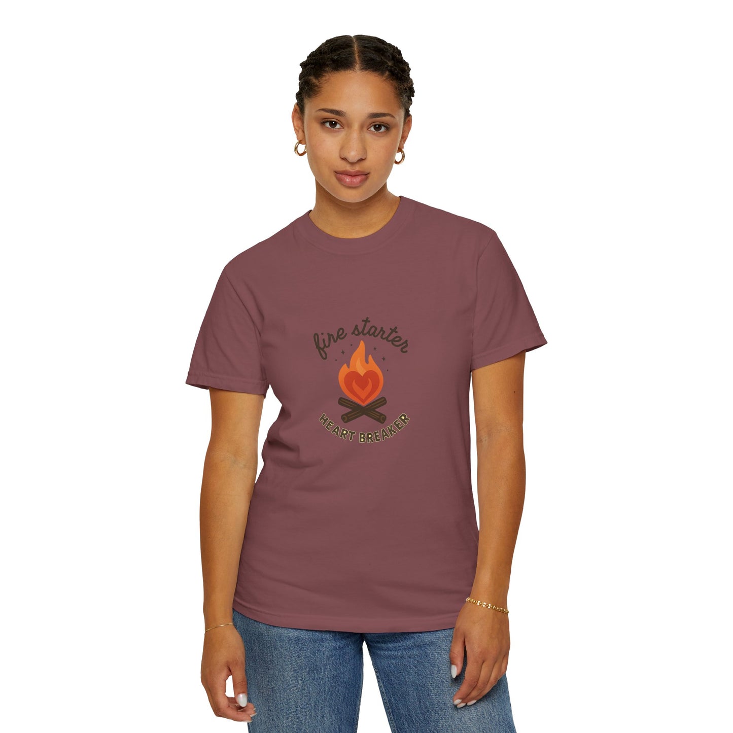 Fire Starter, Heart Breaker T-Shirt – Cute Camping Shirt for Women | Outdoorsy, Sassy & Adventure-Ready