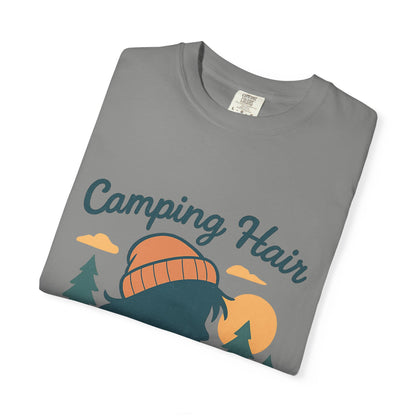 Camping Hair Don’t Care T-Shirt — Outdoor Camping Graphic Tee