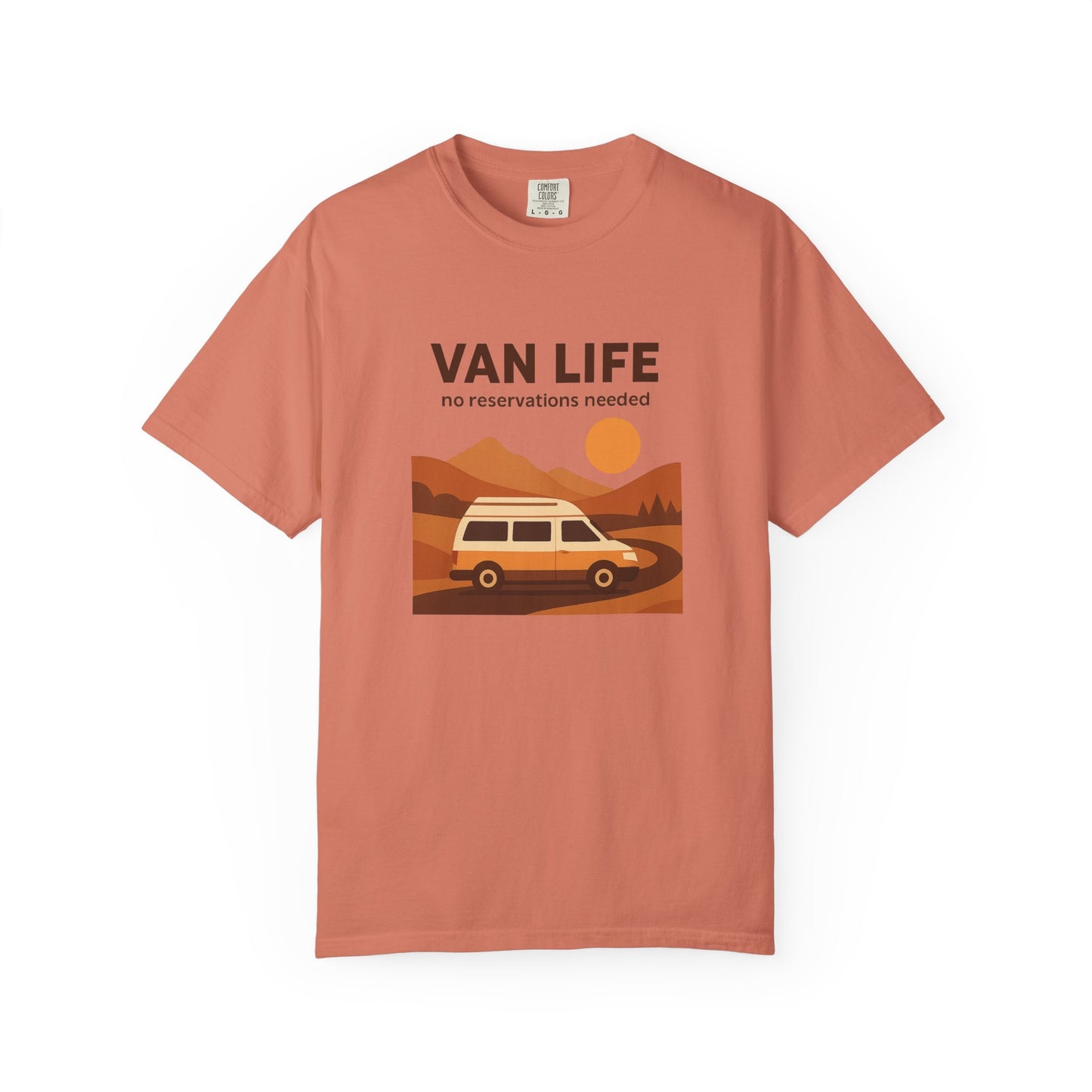 Van Life – No Reservations Needed T-Shirt | Retro Van Life Shirt for Men & Women, Travelers & Adventure Lovers