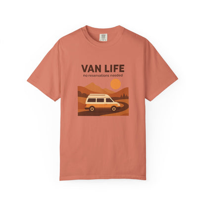 Van Life – No Reservations Needed T-Shirt | Retro Van Life Shirt for Men & Women, Travelers & Adventure Lovers